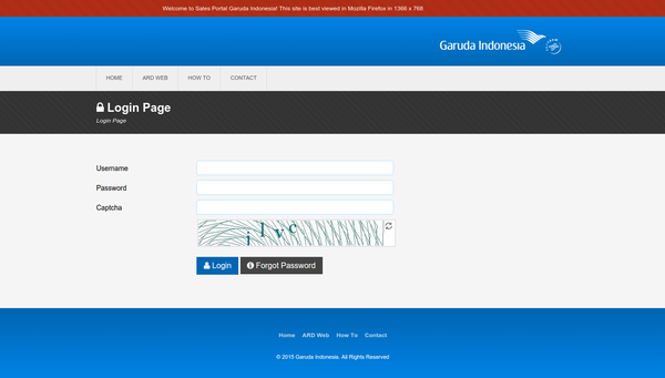 Sales Portal Garuda Indonesia Web Preview